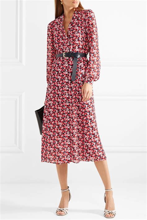 michael kors belted floral print crepe midi dress|michael kors dresses.